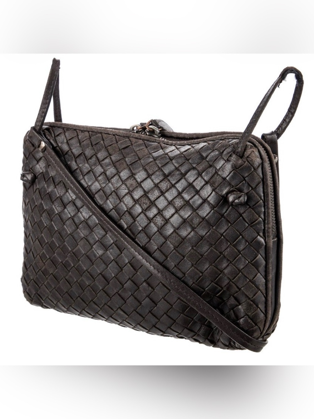 Bottega Vinette woven crossbody black (looks dark brown though!) - Picture 9 of 11